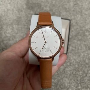 Skagen brown leather watch